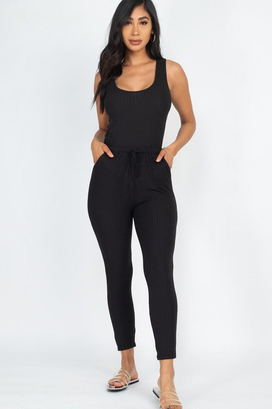 Ribbed Black Jumpsuit