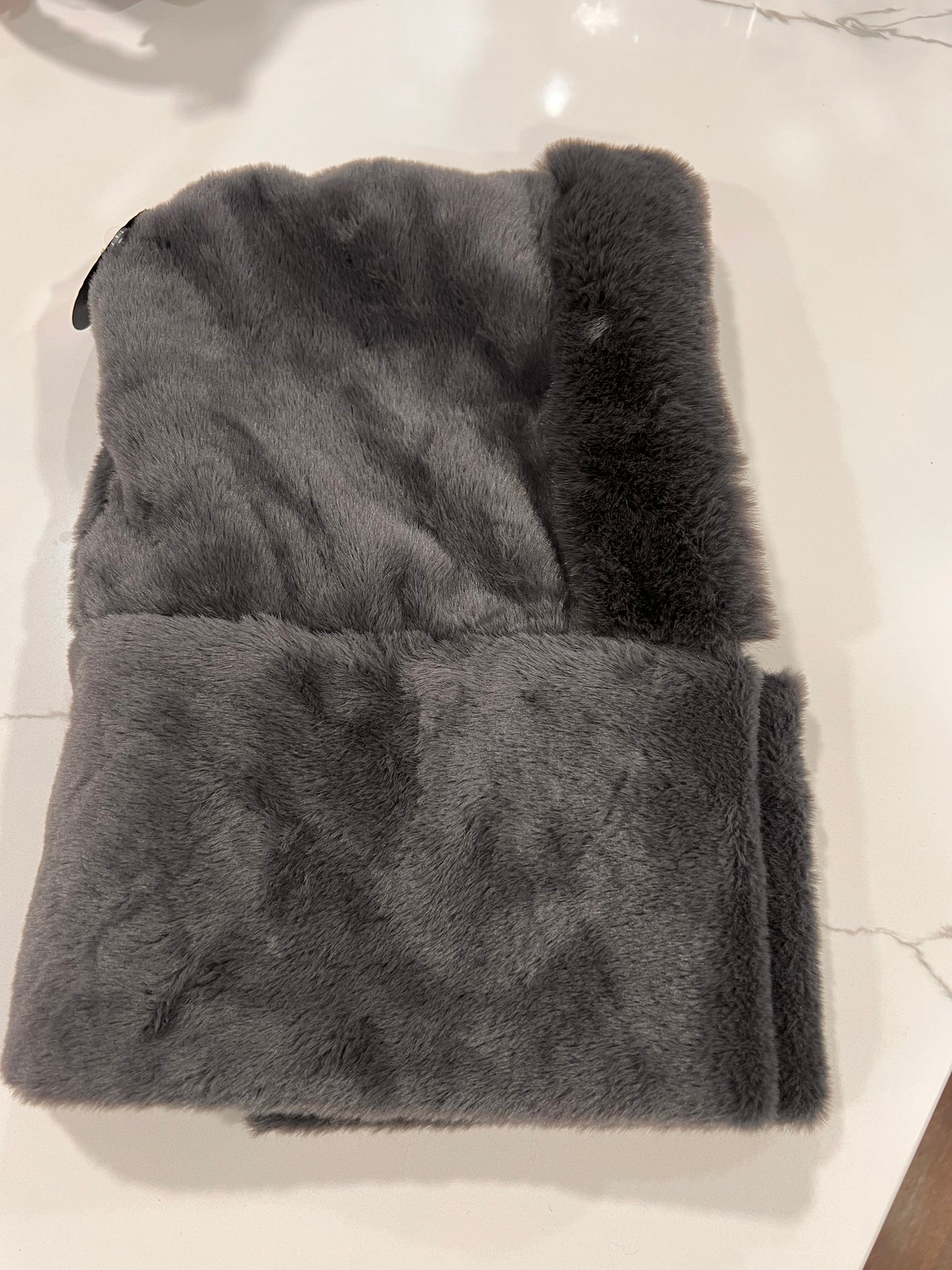 Grey Faux Fur Hood