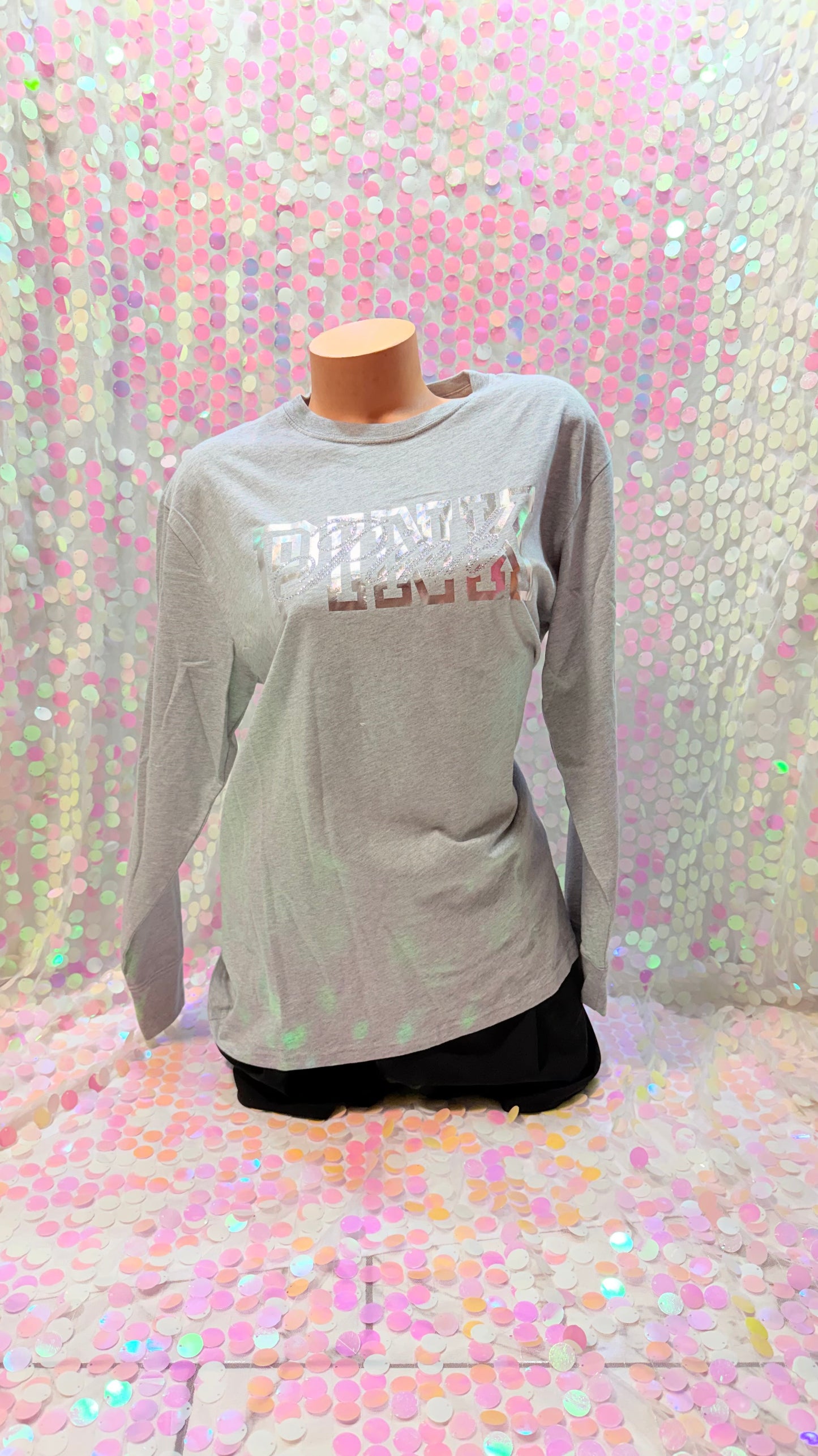 Metallic Pink Bling Long Sleeve