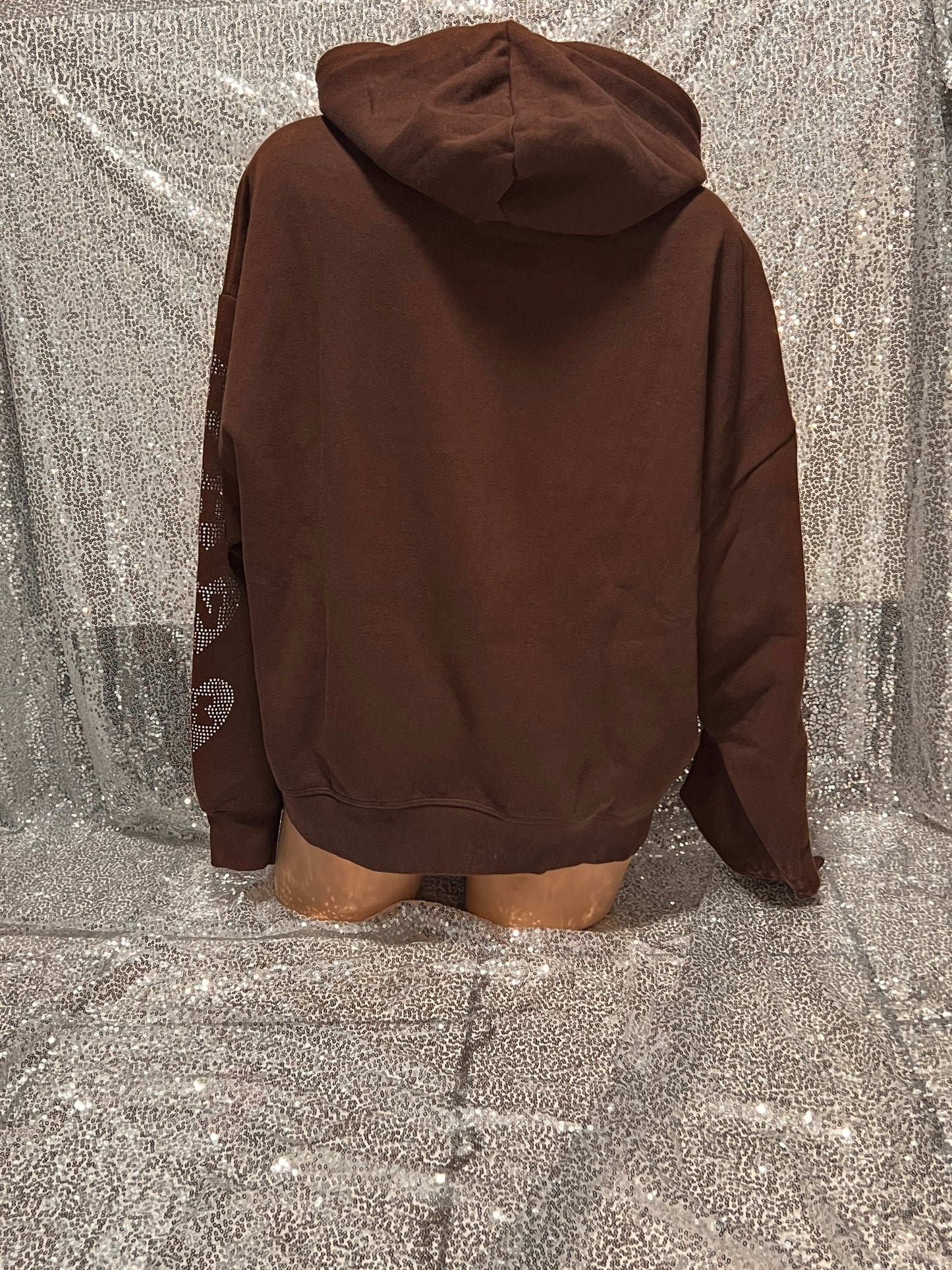 Brown Heart Bling Hoodie