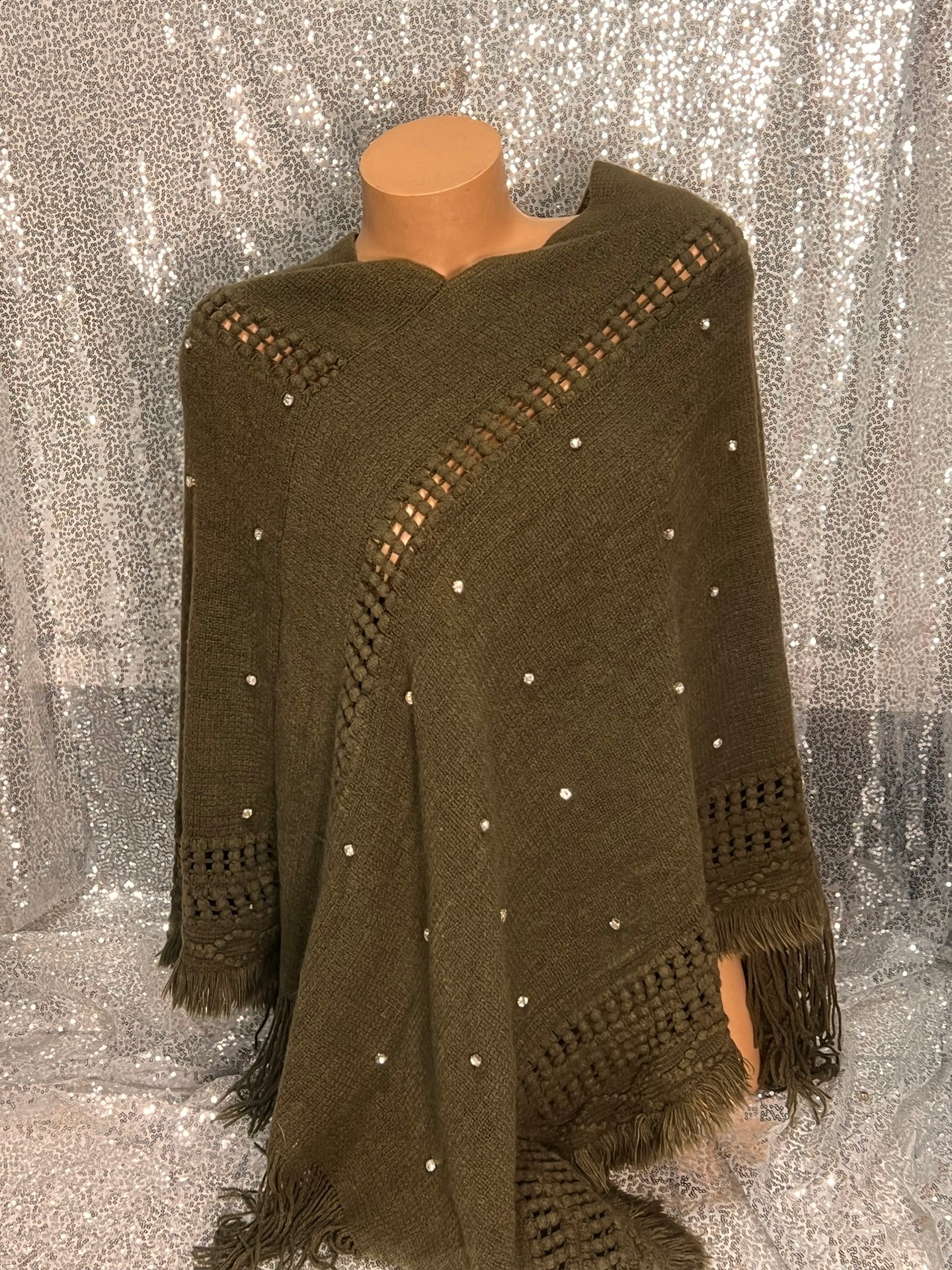 Bling Olive Poncho