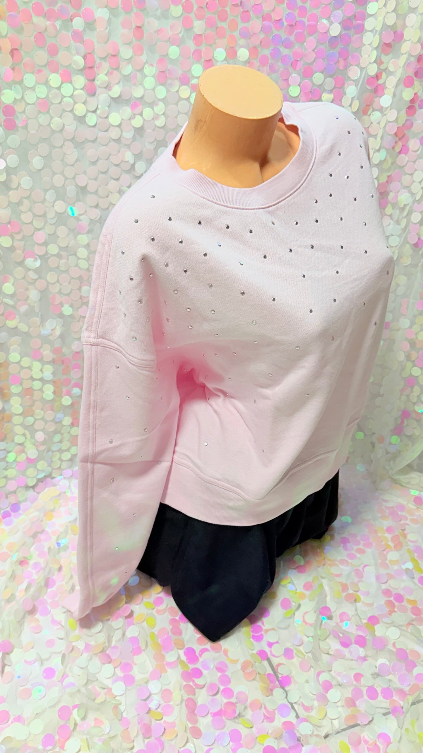 Baby Pink Studded Crew Neck
