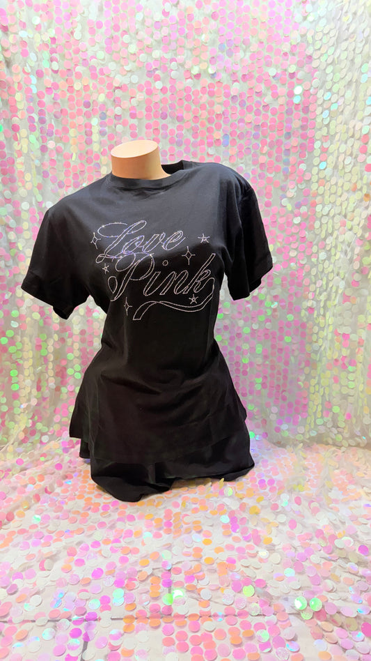 Black Love Pink Bling Tee