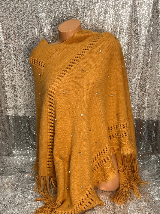 Rhinestone Gold Poncho