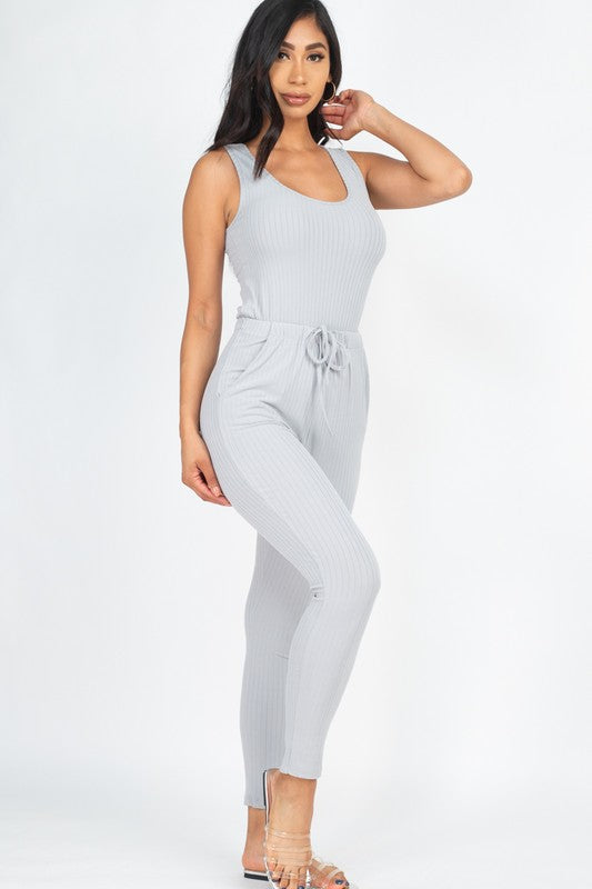 Ribbed Grey Jumpsuit