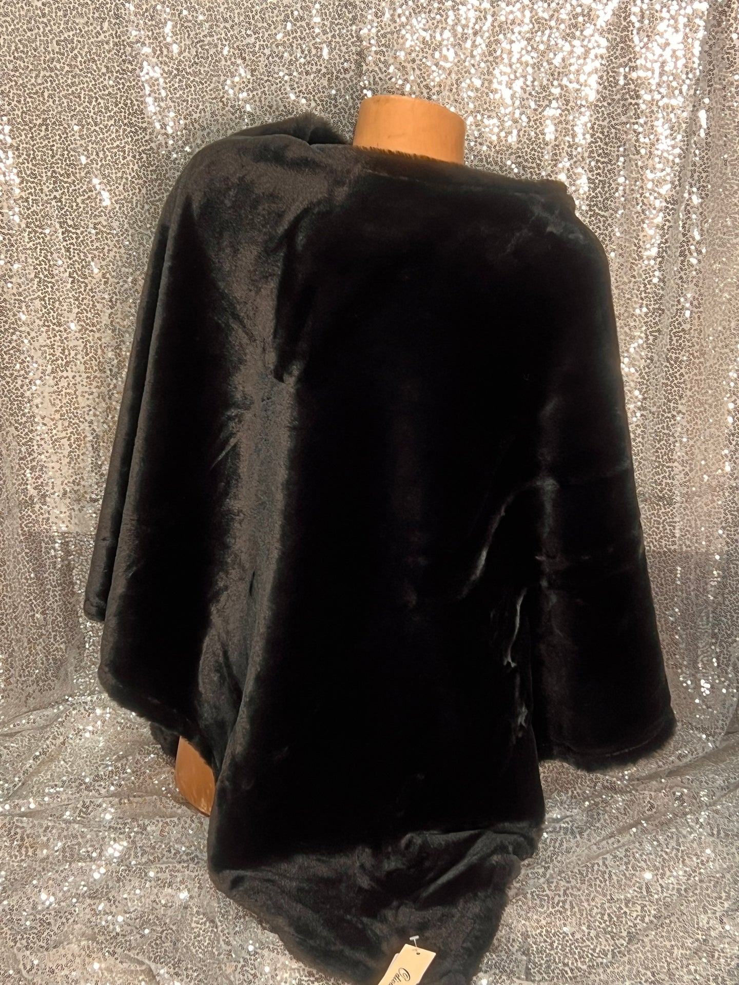 FauxFur Black Poncho