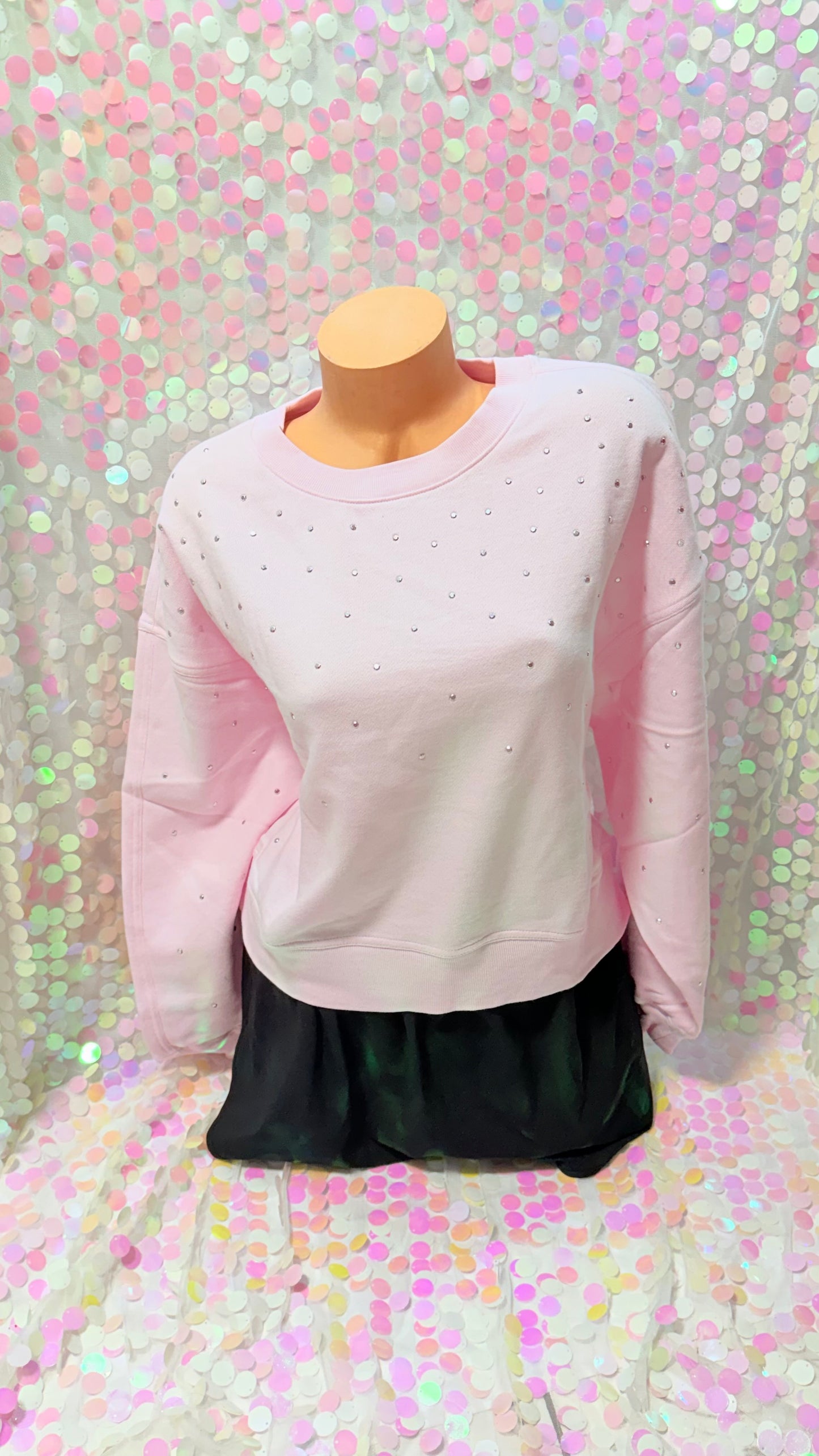 Baby Pink Studded Crew Neck