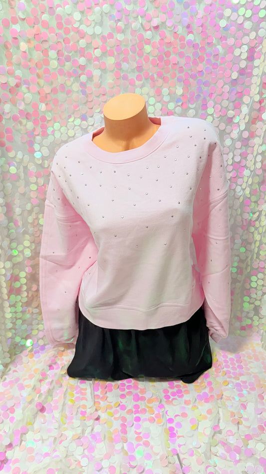 Baby Pink Studded Crew Neck