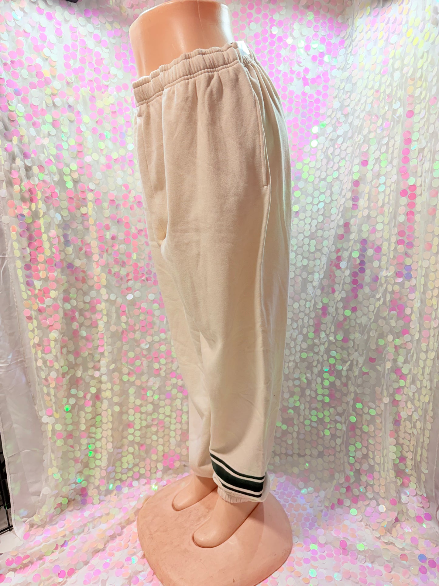 Beige Green Velvet Jogger