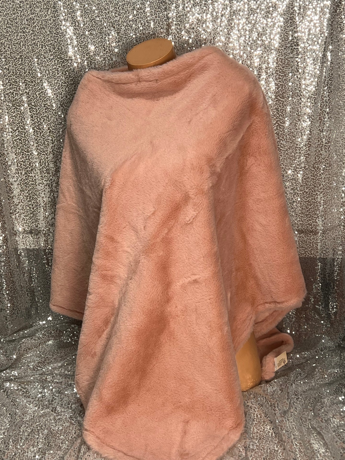 Faux Fur Pink Poncho