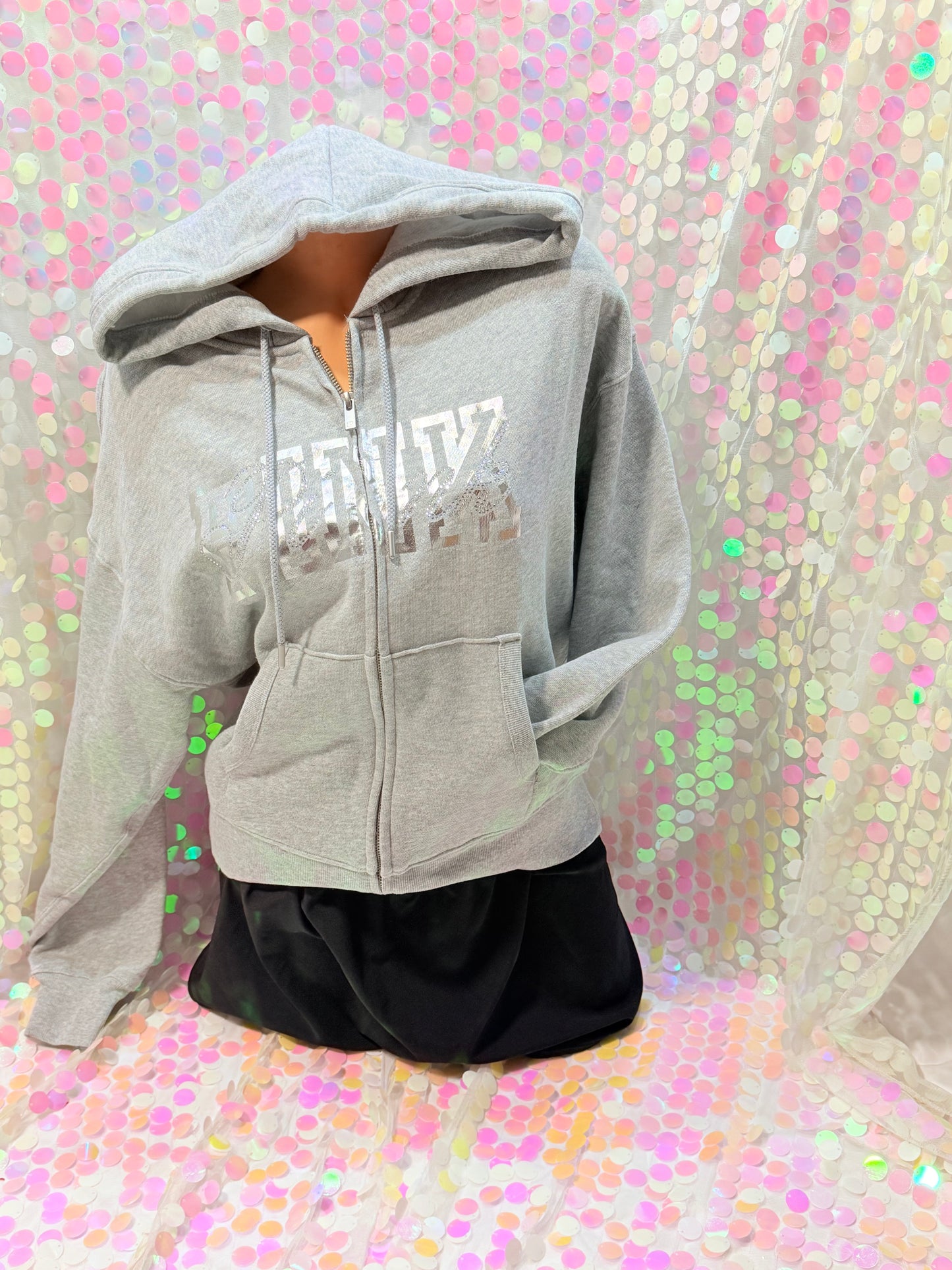 Grey Metallic Bling Hoodie