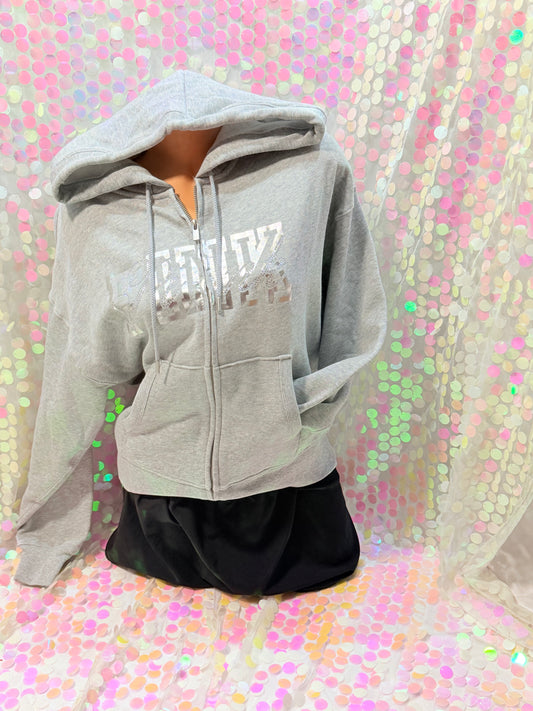 Grey Metallic Bling Hoodie