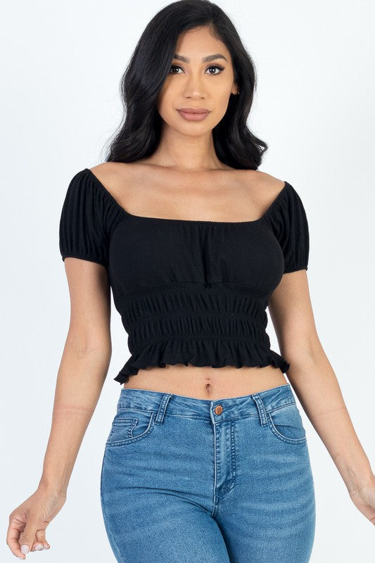 Open Shoulder Crop Top