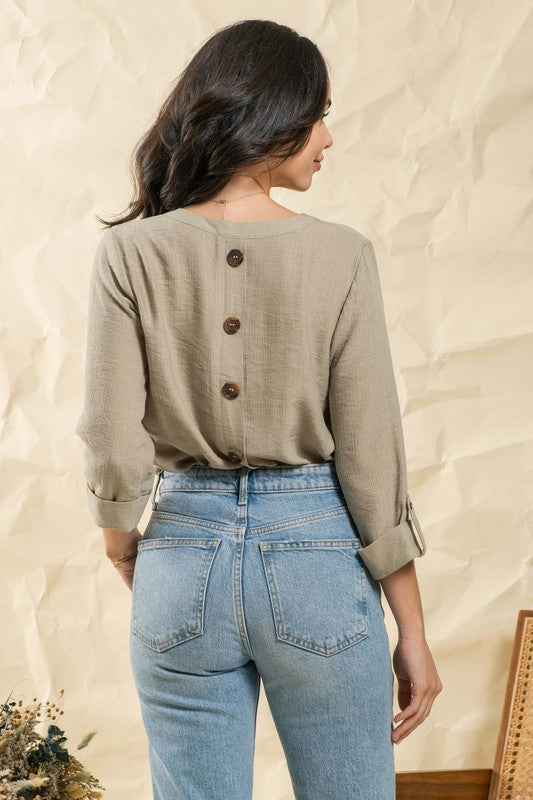 V Neck Button Blouse